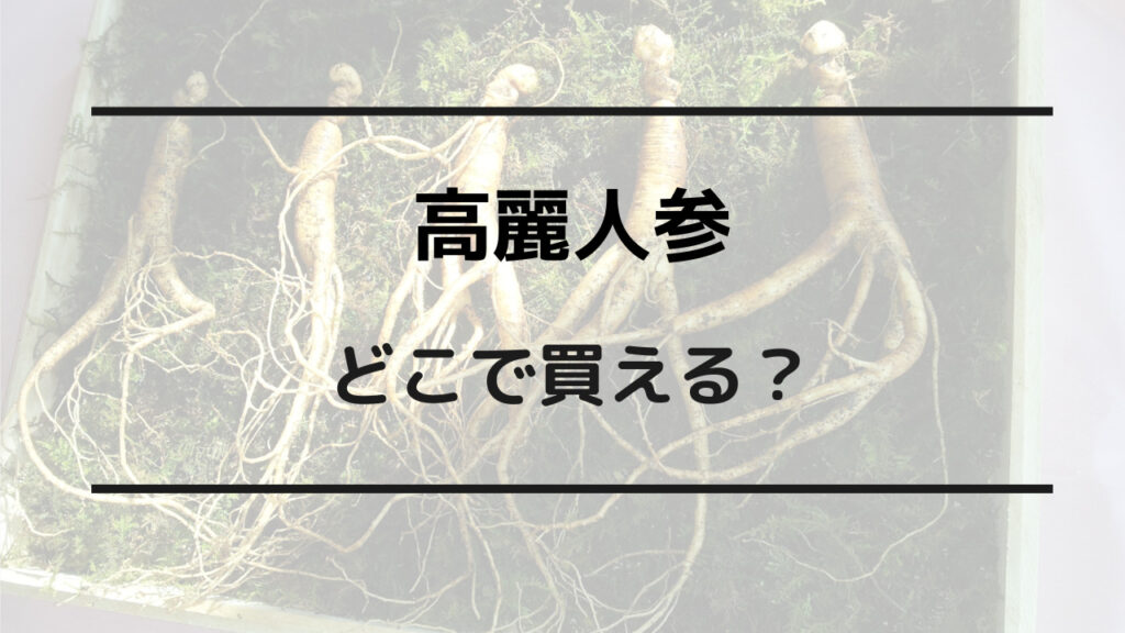 高麗人参 どこで買える